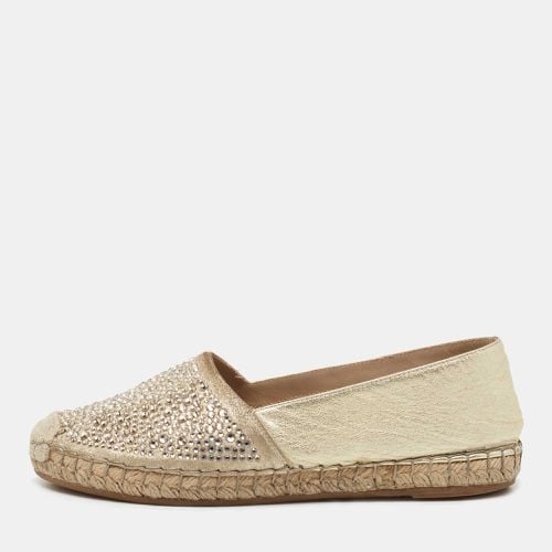 Le Silla Metallic Gold Leather Crystal Embellishments Espadrilles Flats Size 36 - Le Silla - Modalova