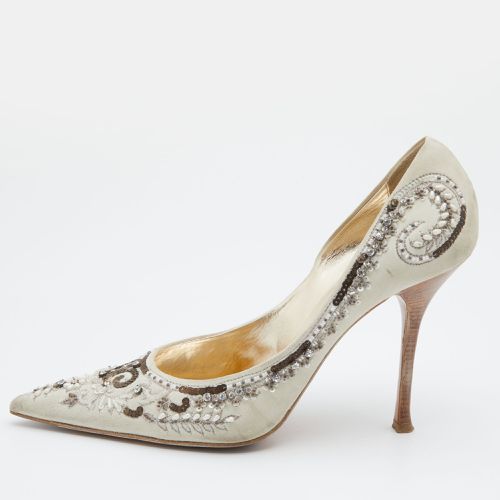 Le Silla Off White Suede Crystal Embellished Pointed Toe Pumps Size 40 - Le Silla - Modalova