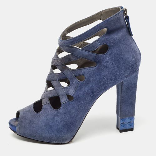 Le Silla Blue Suede Cut Out Peep Toe Platform Ankle Boots Size 38.5 - Le Silla - Modalova