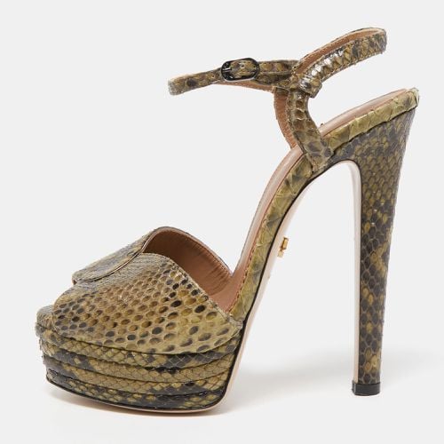 Le Silla Green Python Ankle Strap Platform Sandals Size 40 - Le Silla - Modalova