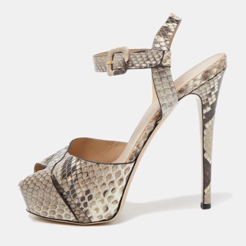 Le Silla Two Tone Python Embossed Leather Ankle Strap Sandals Size 37.5 - Le Silla - Modalova