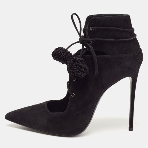 Le Silla Black Suede Lace Up Pointed Toe Ankle Booties 38.5 - Le Silla - Modalova