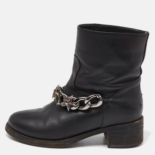 Le Silla Black Leather Embellished Chain Ankle Boots Size 37.5 - Le Silla - Modalova