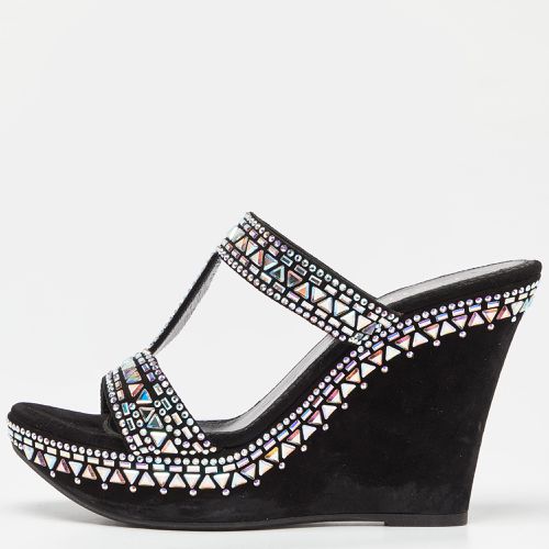 Le Silla Black Suede Embellished Wedge Sandals Size 39 - Le Silla - Modalova