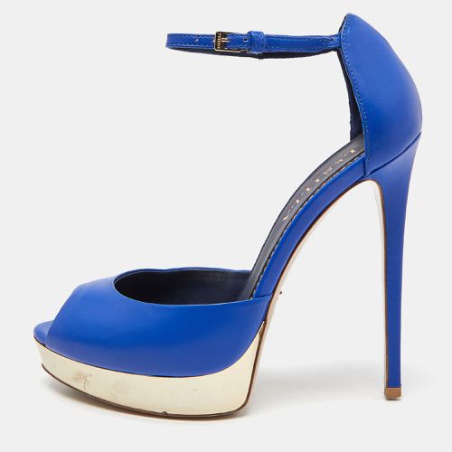 Le Silla Blue Leather Peep Toe Platform Ankle Strap Sandals Size 37.5 - Le Silla - Modalova