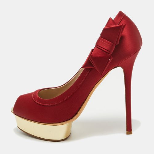 Le Silla Red Satin Peep Toe Platform Pumps Size 40.5 - Le Silla - Modalova