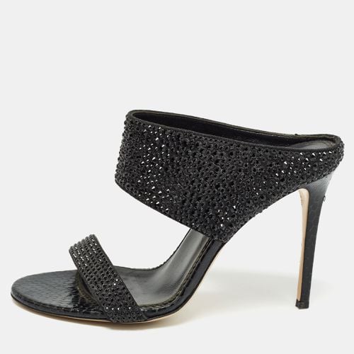 Le Silla Black Suede and Snakeskin Embossed Crystals Embellished Sandals Size 38 - Le Silla - Modalova