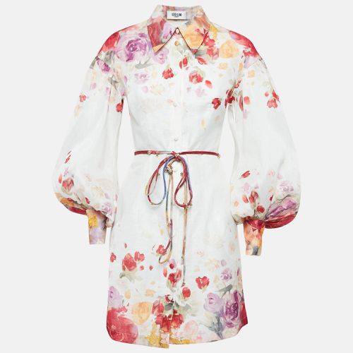 Leo Lin Multicolor Floral Print Linen Juliana Shirt Mini Dress S - Leo Lin - Modalova