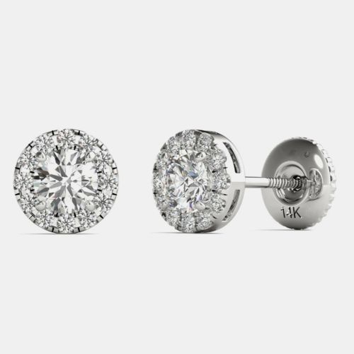 K White Gold Natural Diamond Halo Screw Back Earrings (3/4 Ctw) - Luv Eclipse - Modalova