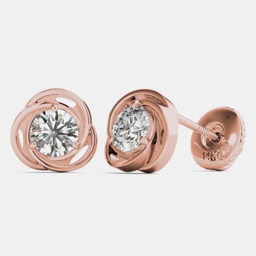 K Rose Gold Solitaire Natural Diamond Stud Earrings (1/2 Ctw) - Luv Eclipse - Modalova