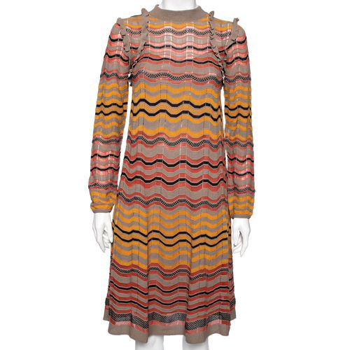 M Missoni Multicolor Wave Perforated Pattern Knit Ruffle Detailed Midi Dress S - M Missoni - Modalova