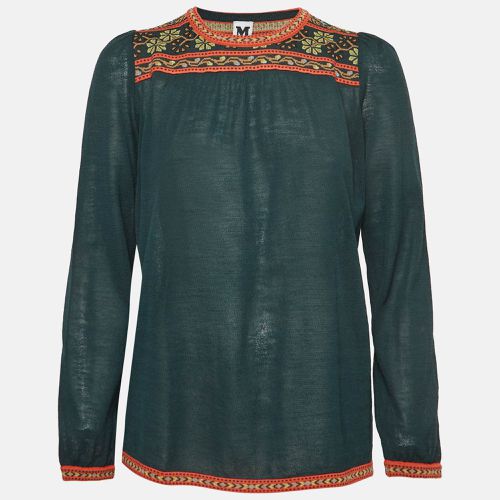 M Missoni Green Floral Pattern Knit Long Sleeve Top M - M Missoni - Modalova