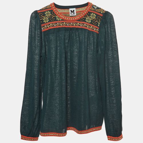 M Missoni Green Patterned Knit Puff Sleeves Top S - M Missoni - Modalova