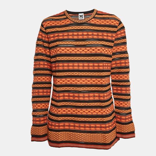 M Missoni Orange/Black Patterned Knit Long Sleeve Top L - M Missoni - Modalova