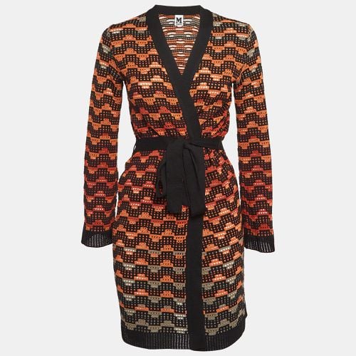 M Missoni Orange/Black Patterned Knit Belted Cardigan S - M Missoni - Modalova