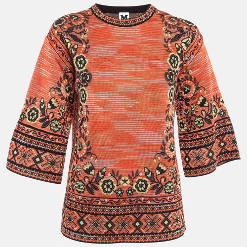 M Missoni Orange Floral Jacquard Knit Top M - M Missoni - Modalova