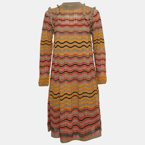 M Missoni Multicolor Patterned Knit Ruffled Midi Dress L - M Missoni - Modalova