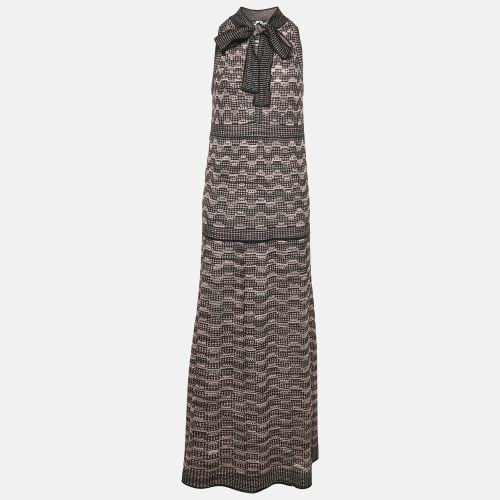 M Missoni Multicolor Pinhole Patterned Lurex Knit Tie-Up Neck Maxi Dress S - M Missoni - Modalova