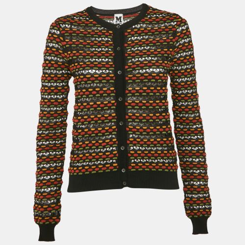 M Missoni Black/Orange Pointelle Knit Button Front Cardigan M - M Missoni - Modalova