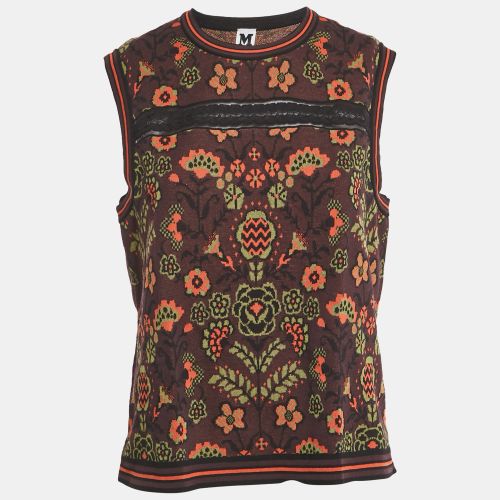 M Missoni Burgundy Floral Pattern Knit Sleeveless Top L - M Missoni - Modalova