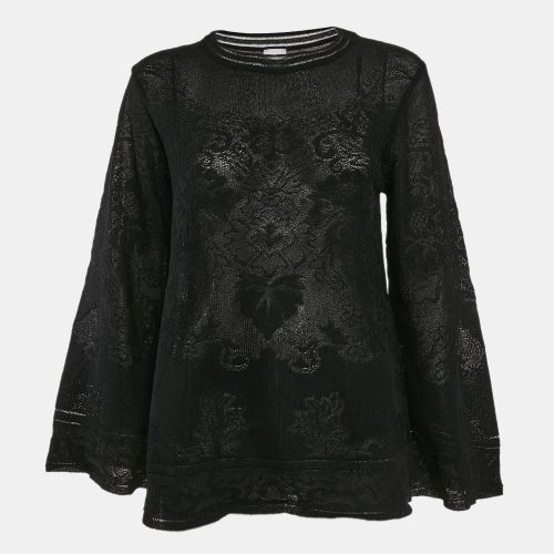 M Missoni Black Textured Knit Sheer Long Sleeve Top S - M Missoni - Modalova
