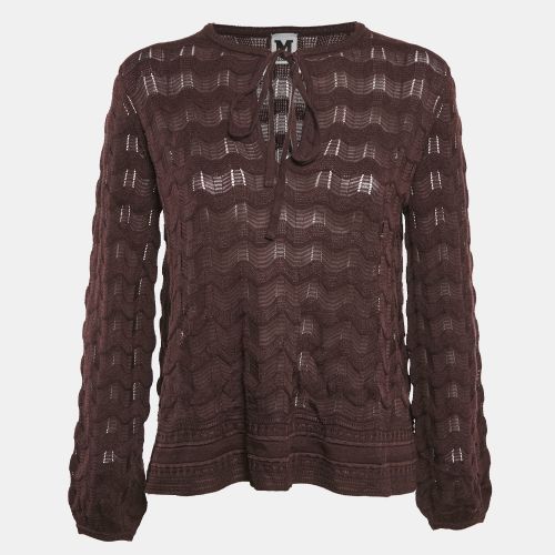 M Missoni Dark Purple Wavy Knit Long Sleeve Top S - M Missoni - Modalova