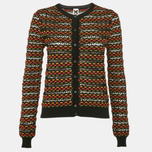 M Missoni Black Pointelle Knit Button Front Cardigan L - M Missoni - Modalova