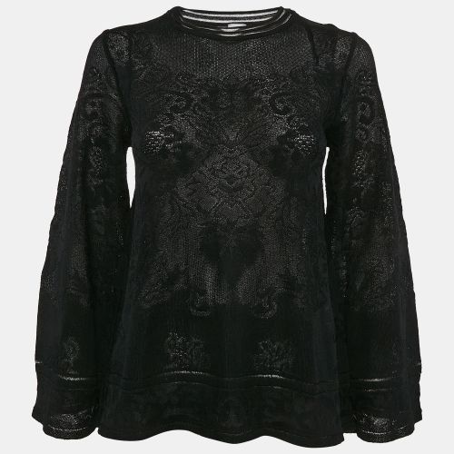 M Missoni Black Floral Knit Flared Long Sleeve Top M - M Missoni - Modalova
