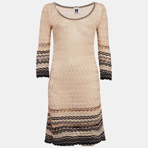 Patterned Knit Round Neck Mini Dress M - M Missoni - Modalova