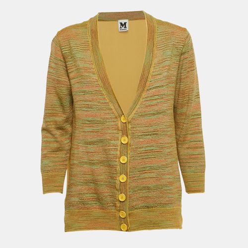 M Missoni Yellow Stripe Knit and Silk Buttoned Cardigan M - M Missoni - Modalova