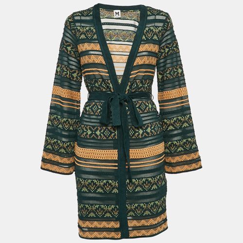 M Missoni Green Stripe Knit Belted Long Cardigan M - M Missoni - Modalova