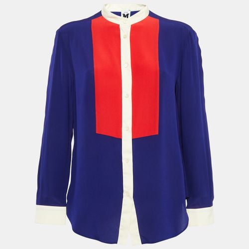 M Missoni Blue Colorblocked Silk Button Front Shirt M - M Missoni - Modalova