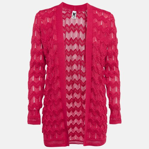 M Missoni Red Chevron Pattern Knit Open Front Cardigan S - M Missoni - Modalova