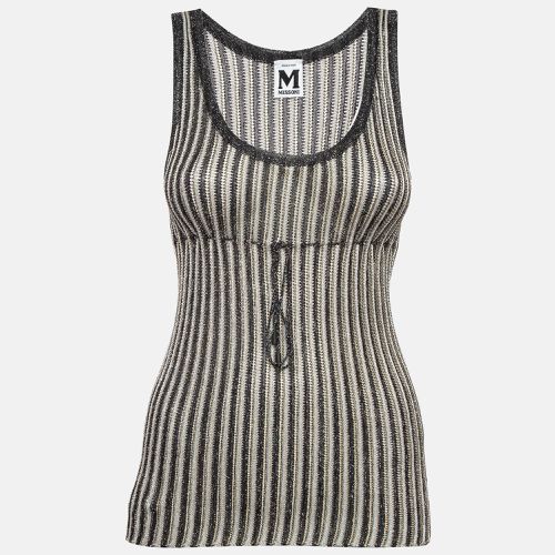 M Missoni Black Stripe Patterned Lurex Knit Tank Top S - M Missoni - Modalova