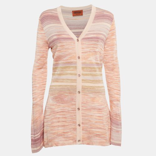 M Missoni Pink Stripe Knit Button Front Cardigan M - M Missoni - Modalova