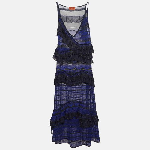 Missoni Blue/Black Lurex Knit Ruffled Sleeveless Dress M - M Missoni - Modalova