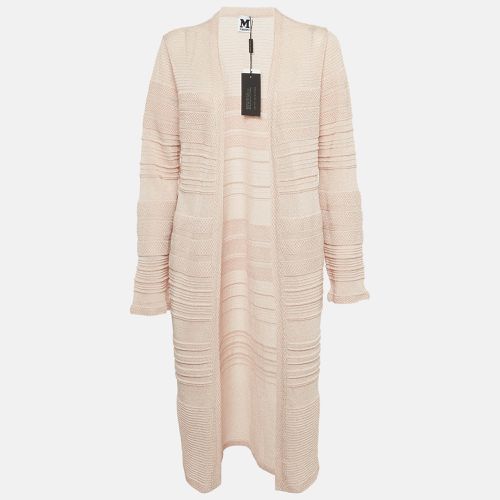 M Missoni Pink Patterned Lurex Knit Front Open Long Cardigan S - M Missoni - Modalova