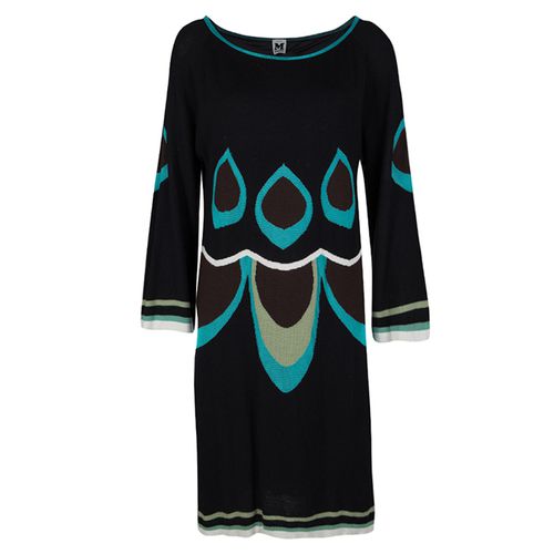 M Missoni Black Patterned Knit Long Sleeve Wool Dress L - M Missoni - Modalova