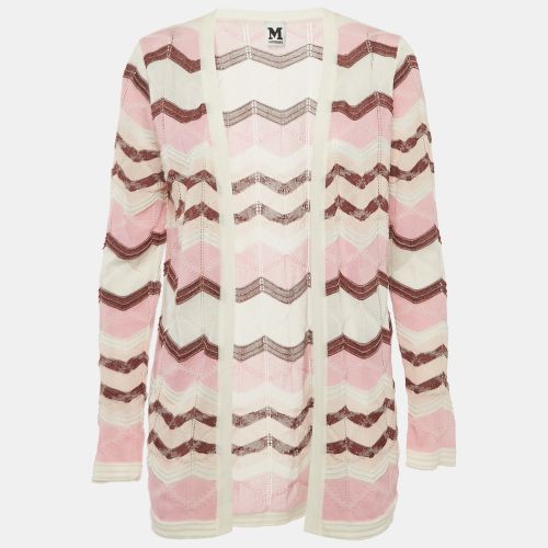 M Missoni Pink/Multicolor Chevron Pattern Knit Open Front Cardigan S - M Missoni - Modalova
