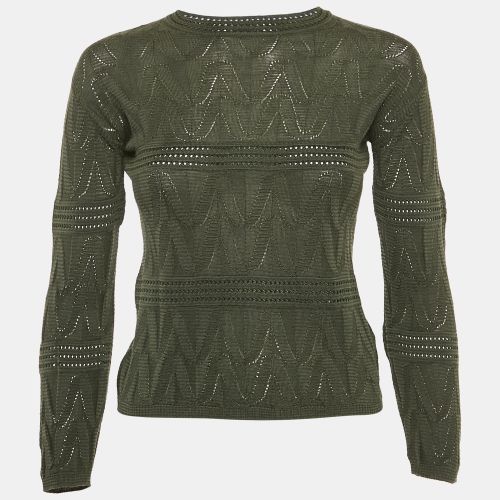 M Missoni Green Patterned Knit Long Sleeve Sweater XS - M Missoni - Modalova