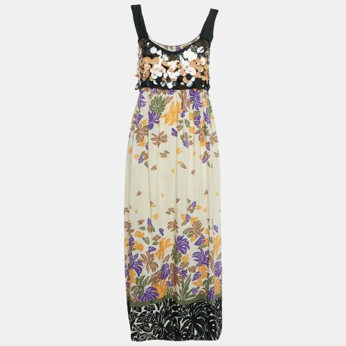 M Missoni Leaf Print Silk Sequin Detail Sleeveless Long Dress M - M Missoni - Modalova