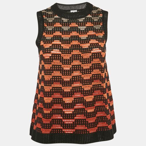 M Missoni Orange/Multicolor Patterned Wool Blend Knit Sleeveless Top S - M Missoni - Modalova