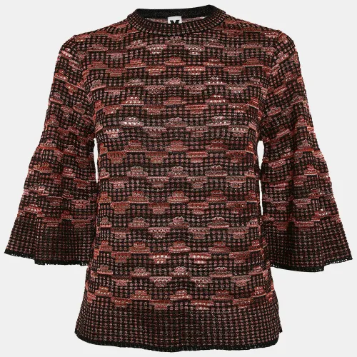 M Missoni Black/Multicolor Pinhole Pattern Knit Sweater Top S - M Missoni - Modalova