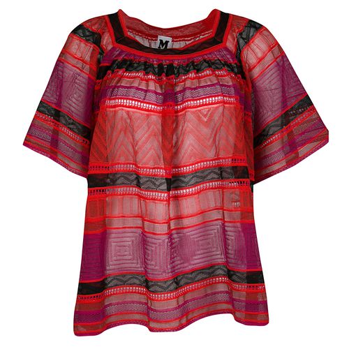 M Missoni Multicolor Striped Perforated Textured Knit Top M - M Missoni - Modalova