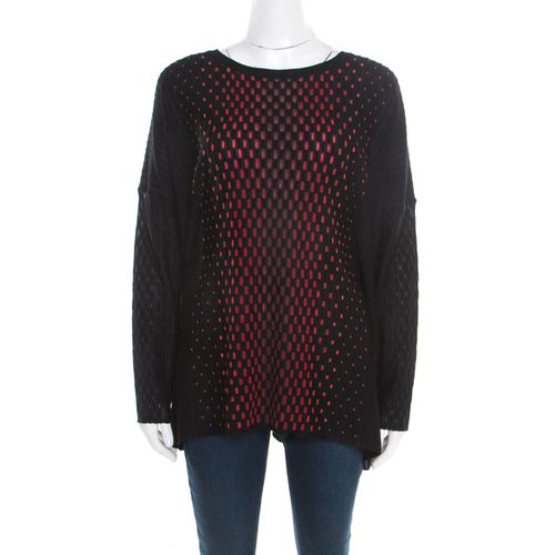 M Missoni Black Patterned Dobby Knit Boxy Sweater Top M - M Missoni - Modalova