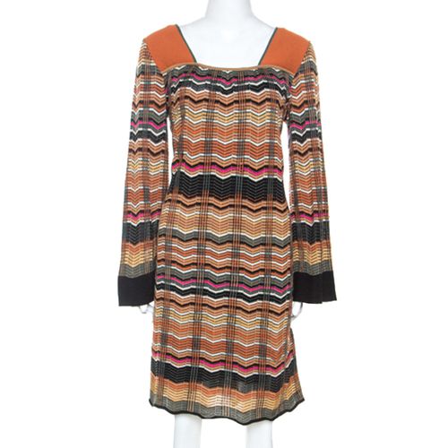 M Missoni Multicolor Chevron Knit Wool Blend Dress L - M Missoni - Modalova