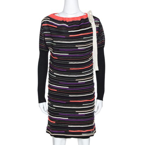 M Missoni Black Embossed Stripe Lurex Wool Knit Mini Dress S - M Missoni - Modalova