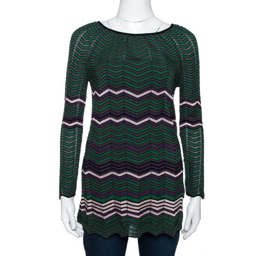 M Missoni Green Pointelle Knit Long Sleeve Top S - M Missoni - Modalova