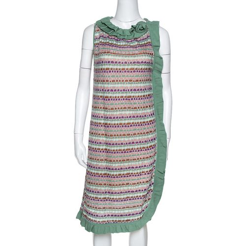 M Missoni Sage Green Wool Knit Ruffled Shift Dress M - M Missoni - Modalova