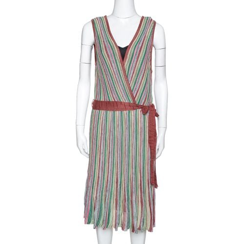 Striped Rib Knit Sleeveless Belted Dress L - M Missoni - Modalova